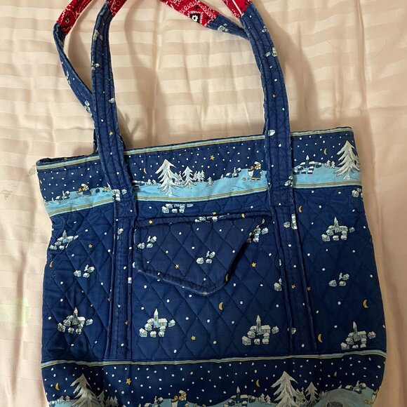 Vintage Vera Bradley tote bag in Blue Holiday print - Picture 1 of 1
